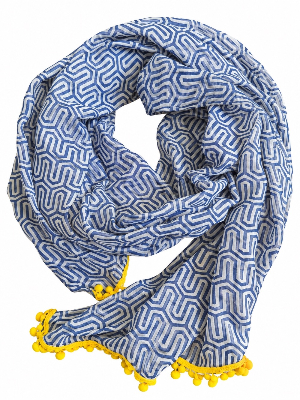 Mudpie gently worn blue&yellow oblong scarf